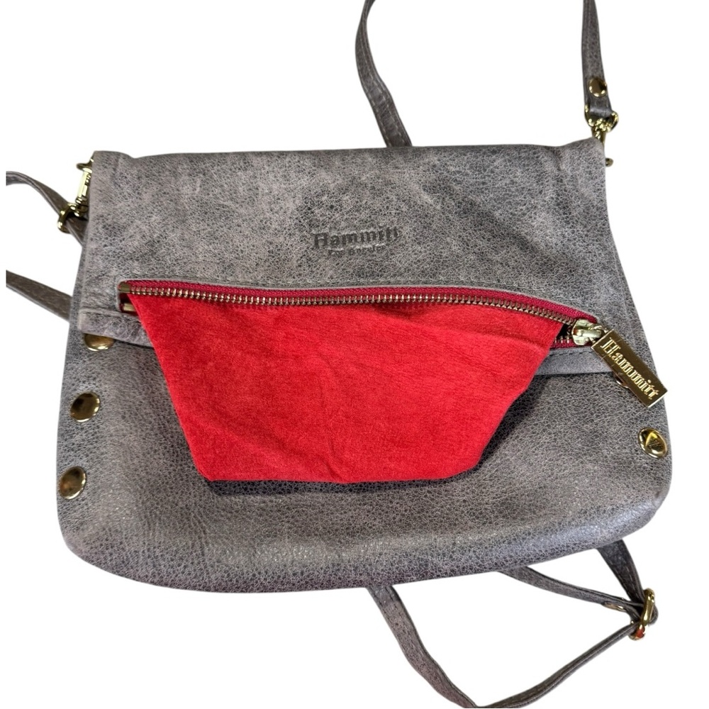 Hammitt VIP Medium Luxury Pewter Leather Crossbody Shoulder Bag - Picture 6 of 15